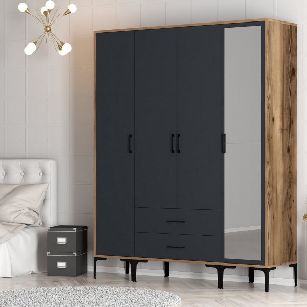 Armoire Kumsal 16 Noyer/anthracite