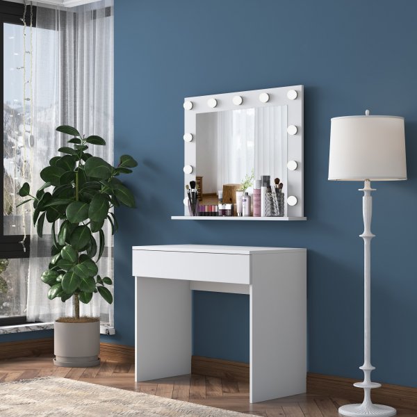 Bijou kaptafel met spiegel 20 - 90 x 45 cm - Wit Bijou kaptafel met spiegel 20 - 90 x 45 cm - Wit