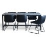 Texas matgrupp med 6 st Texas matstolar Svart PU + Texas matbord betong 180x90 cm