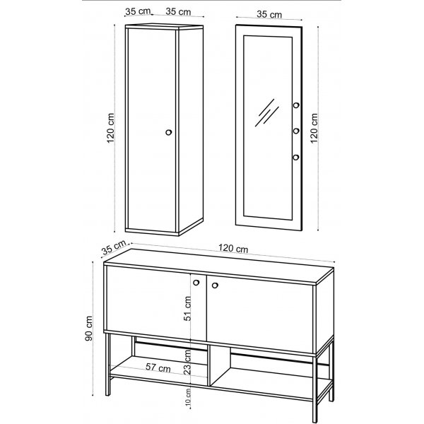 Mobilier d\\\'entrée Claire - Chêne saphir Mobilier d\\\'entrée Claire - Chêne saphir