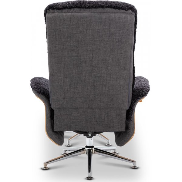 Ulla f�t�lj med fotpall i f�rskinn - Antracit / Whitewash / Krom