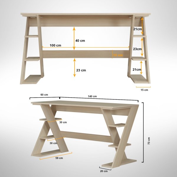 Lungo skrivbord 140 x 60 cm - Ljus ek Lungo skrivbord 140 x 60 cm - Ljus ek