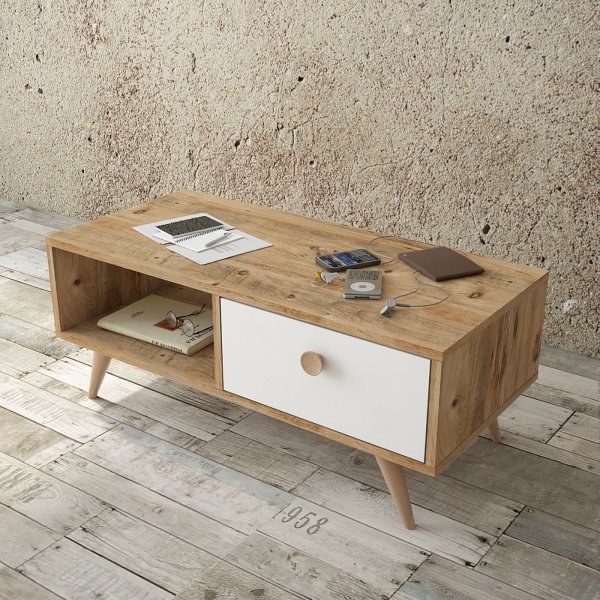 Vilamo soffbord 96 x 44,5 cm - Furu/vit