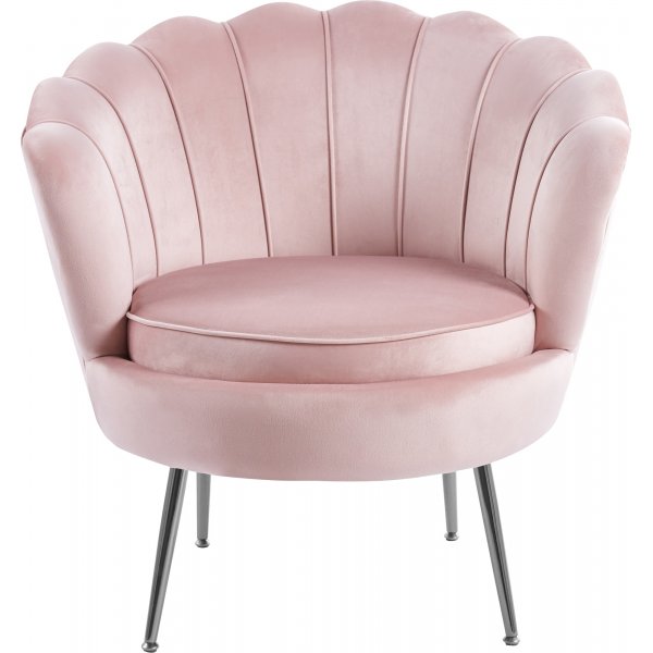 Fåtölj i rosa sammet kromade ben Fåtölj i rosa sammet kromade ben