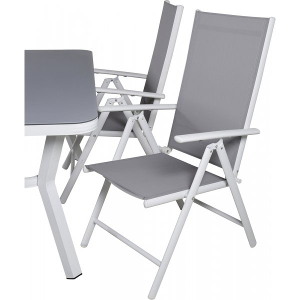 Ensemble de repas d'extrieur Virya avec 4 chaises Break - Gris/Blanc