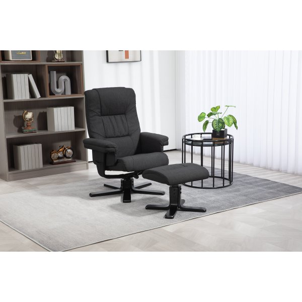 Oslo reclinerftlj med pall - Cortina svart