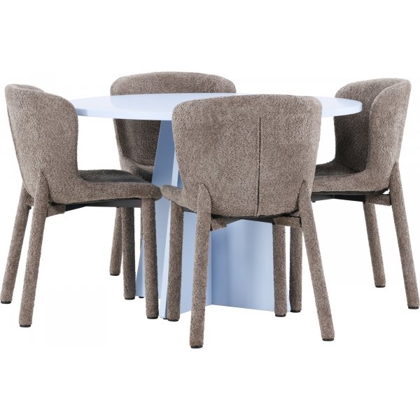 Matbord Bootcut med 4 st Astoria stolar - Brun/blå + 3.00 x Möbeltassar Matbord Bootcut med 4 st Astoria stolar - Brun/blå + 3.00 x Möbeltassar