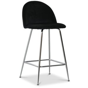 2 st Art Velvet barstol - Svart sammet / Krom + Fläckborttagare för möbler