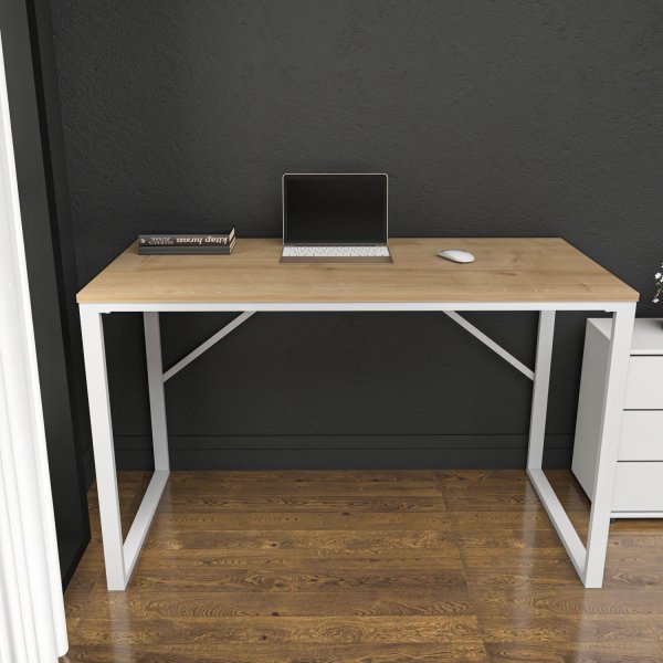 Bureau Layton 120 x 60 cm - Blanc/chêne Bureau Layton 120 x 60 cm - Blanc/chêne