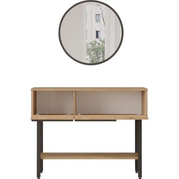 Table d\\\'entrée Océan avec miroir - Noyer/chêne Table d\\\'entrée Océan avec miroir - Noyer/chêne