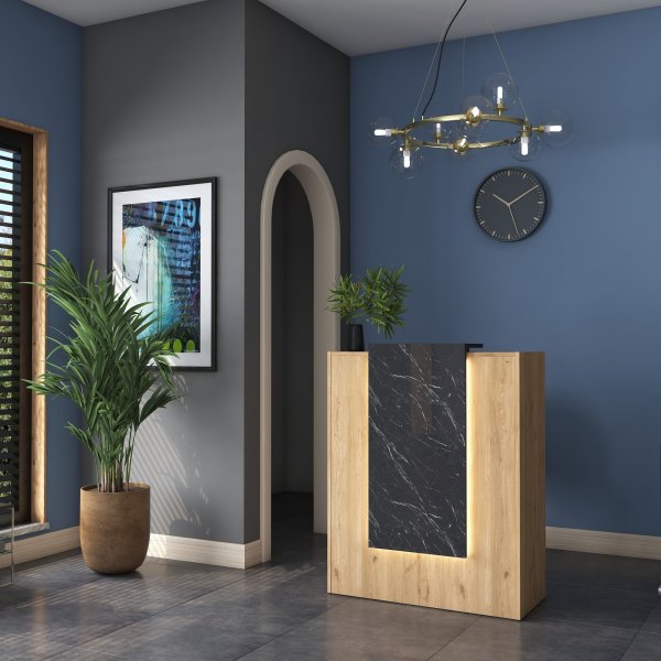 Idora receptiebalie - Walnoot/marmer Idora receptiebalie - Walnoot/marmer