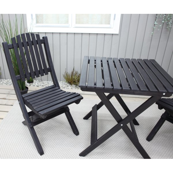 Table de groupe d'extrieur Wilma 65 x 65 cm avec 2 chaises Visby - Noir