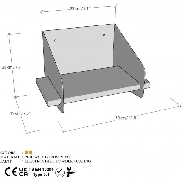 Brazo wandplank 30 x 19 x 20 cm - Zwart Brazo wandplank 30 x 19 x 20 cm - Zwart