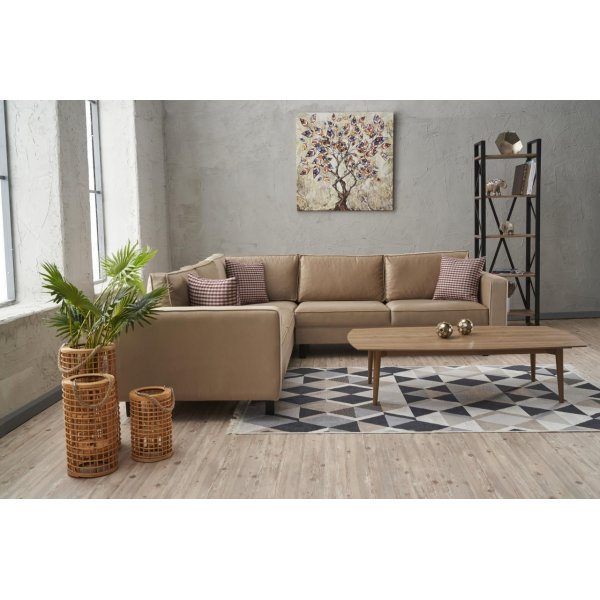 Canapé d'angle Kale - Velours crème Canapé d'angle Kale - Velours crème