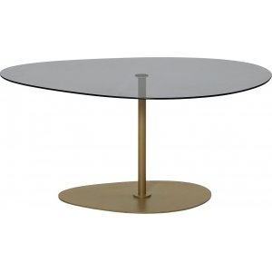 Porto soffbord 90 x 60 cm - Mörkgrå/guld - Glasbord, Soffbord, Bord