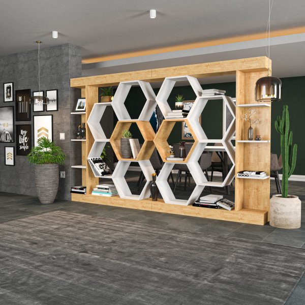 Sueno bokhylla - Vit/ek