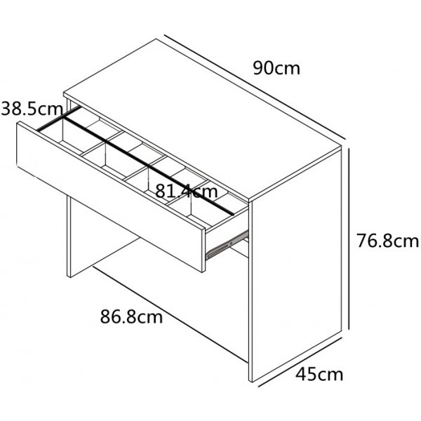 Witte kaptafel met opbergruimte 90 cm breed Witte kaptafel met opbergruimte 90 cm breed