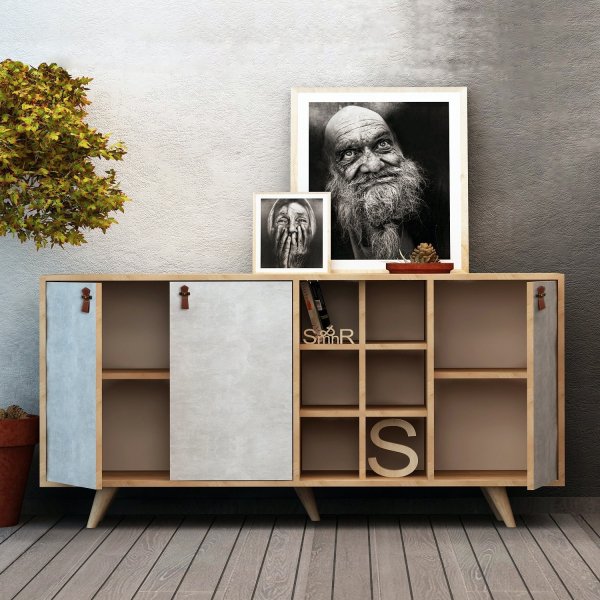 Musso dressoir - Eiken/beton