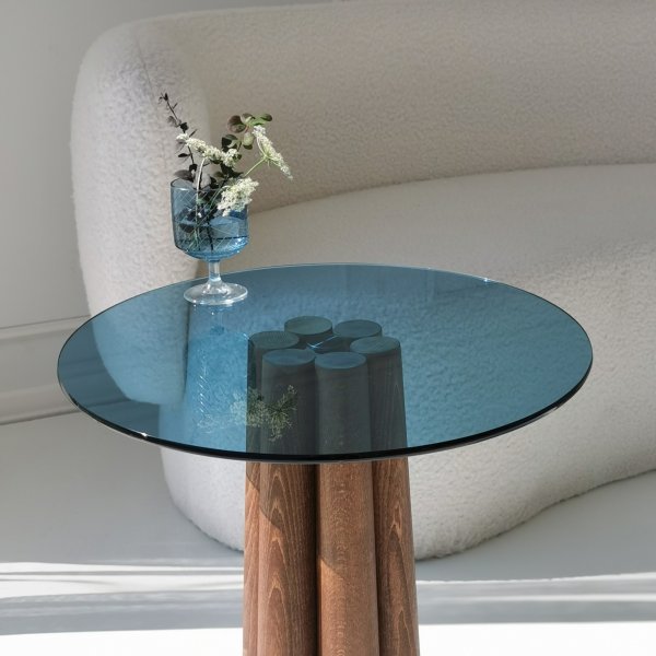 Table basse Thales Ø50 cm - Noyer/bleu Table basse Thales Ø50 cm - Noyer/bleu