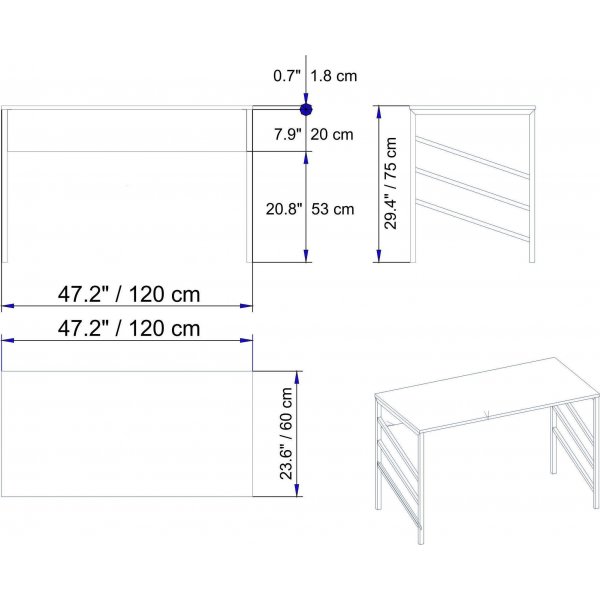 Bureau Tuna 120x60 cm - Doré/blanc Bureau Tuna 120x60 cm - Doré/blanc