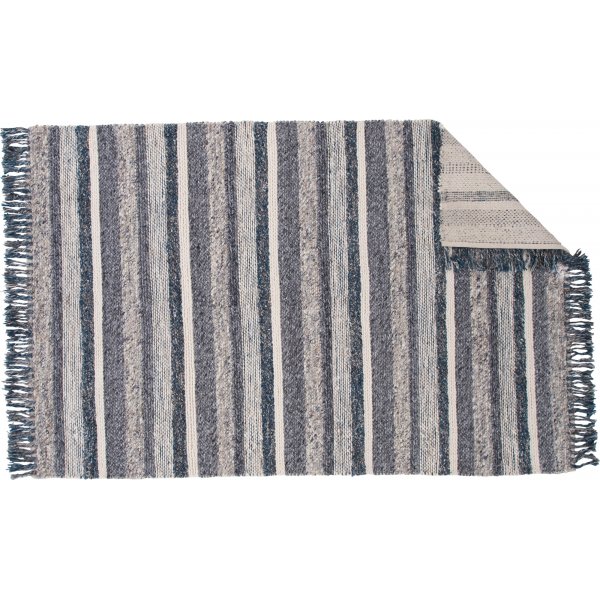 Teg wollen vloerkleed - Marineblauw/grijs Teg wollen vloerkleed - Marineblauw/grijs