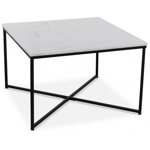 Maryland soffbord 75x75 cm - Vit kta Marmor / Svart underrede