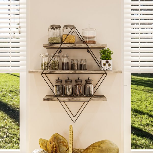 Etagère murale Dekoryum Chêne/noir Etagère murale Dekoryum Chêne/noir