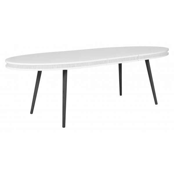 Hugo ovalt matbord - Vit / Vit / Svart