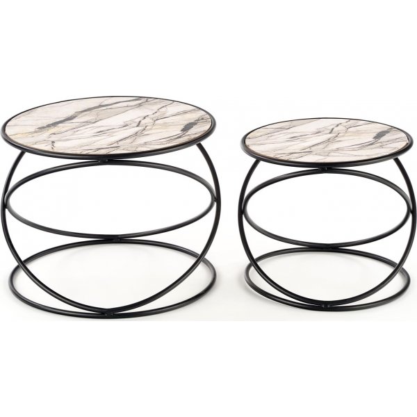 Table basse Mille Ø40/50 cm - Marbre blanc/noir Table basse Mille Ø40/50 cm - Marbre blanc/noir