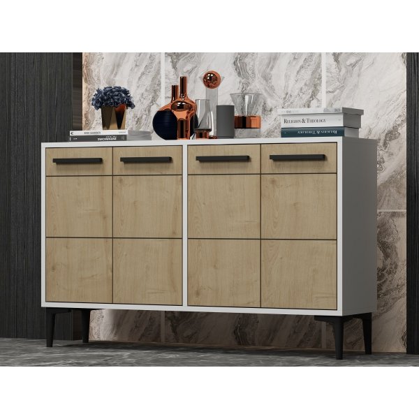 Stria dressoir - Eiken wit/saffier