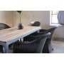 Matgrupp Alva: Matbord i teak / Galvaniserat stl med 6 st Mercury ftljer i brun konstrotting