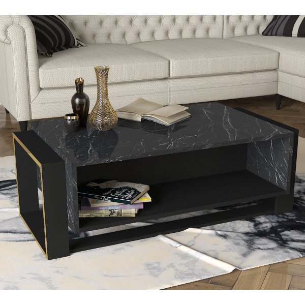 Table basse Bianco 106,4 x 60 cm - Noir/or