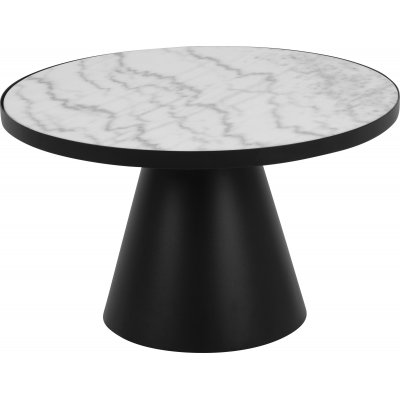 Soli soffbord Ø65 cm - Vit marmor/svart