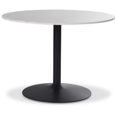 Plaza runt matbord 106 cm - Vit marmor/svart fot