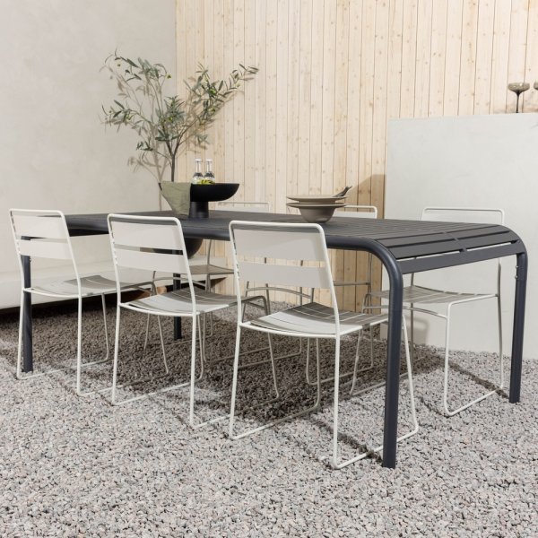 Borneo utematgrupp med 6 st Lina stolar - Beige/Svart