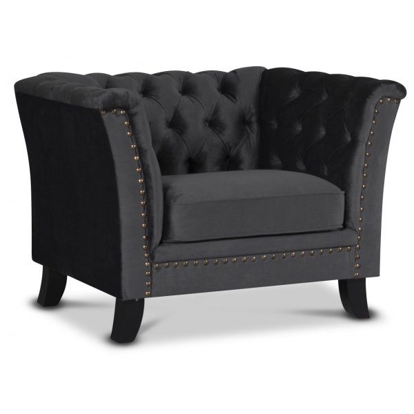 Chesterfield Liverpool fåtölj - Antracitgrå sammet Chesterfield Liverpool fåtölj - Antracitgrå sammet