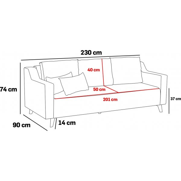 Bddsoffa 3-sits - Gr