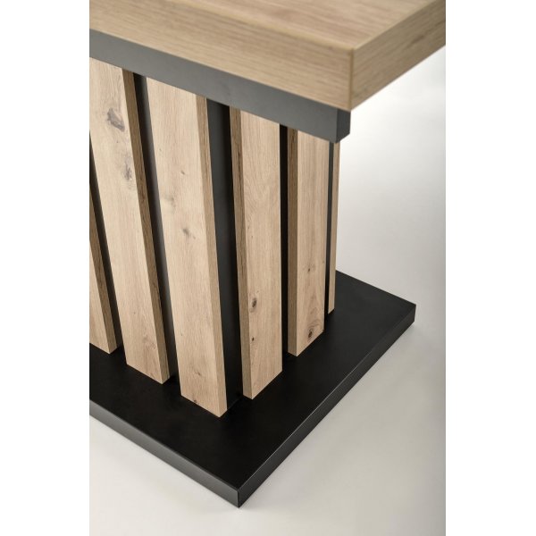 Table  manger Lamello 130-180 x 80 cm - Chne artisanal/noir