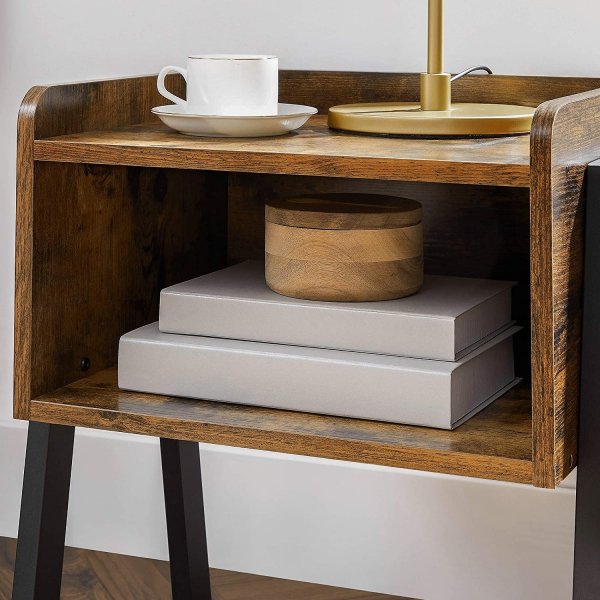 Sakarias bijzettafel 46 x 35 cm - Bruin/zwart