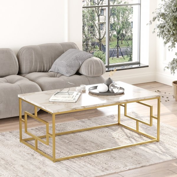 Voyage soffbord 12, 100 x 60 cm - Vit marmor/guld Voyage soffbord 12, 100 x 60 cm - Vit marmor/guld