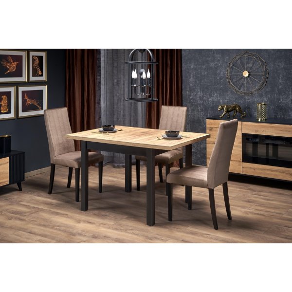 Table à manger Callahan 90-125 x 90 cm - Chêne artisanal/noir Table à manger Callahan 90-125 x 90 cm - Chêne artisanal/noir