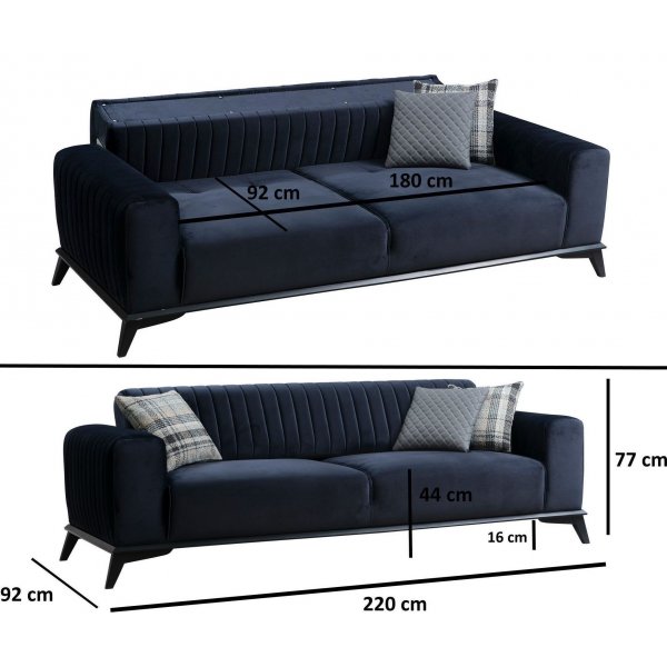 Lisa 3-sits soffa - Marinblå Lisa 3-sits soffa - Marinblå