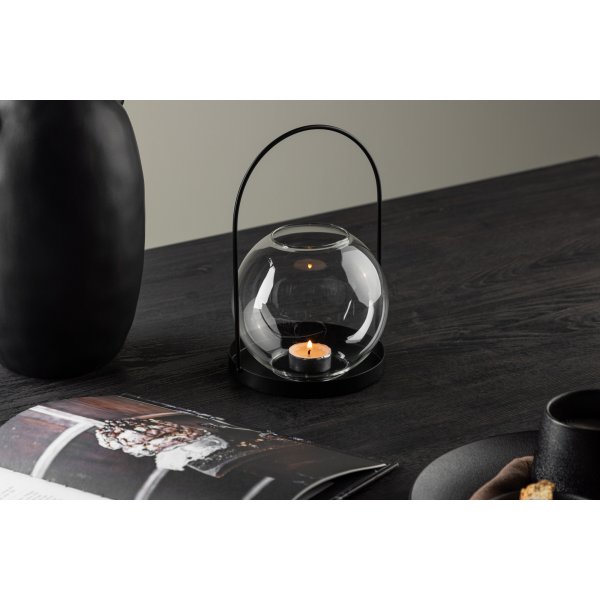 Flora lykta 22 x 14 cm - Svart