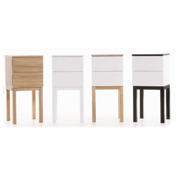 sterlen sngbord (H75 cm) med 2 ldor - vit / svart