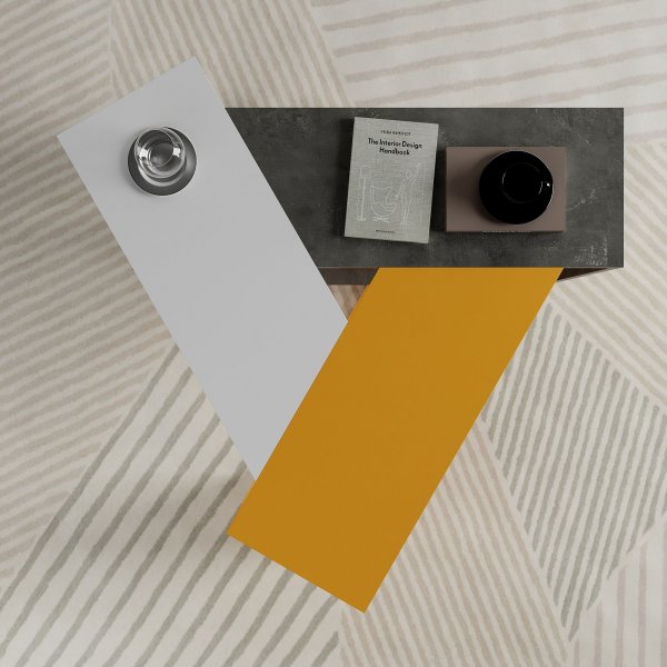 Trine soffbord 100 x 98 cm - Vit/grå/senapsgul Trine soffbord 100 x 98 cm - Vit/grå/senapsgul