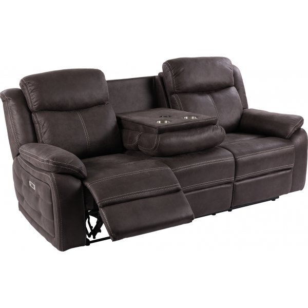 Canap inclinable Teddy 3 places lectrique - Marron