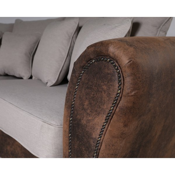 Western 4-sits svängd soffa - Vintage / Beige + Textilrengöring för möbler Western 4-sits svängd soffa - Vintage / Beige + Textilrengöring för möbler