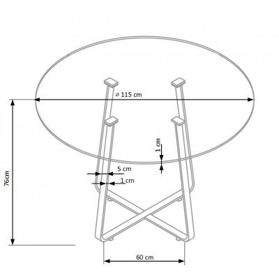 Raphael runt matbord 115 cm - Vit (Glas) / Metall
