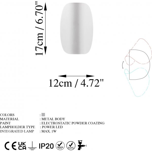 Potisto wandlamp - Chroom