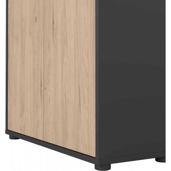 Bibliothèque haute Sign à 4 portes - Gris mat/hickory Bibliothèque haute Sign à 4 portes - Gris mat/hickory